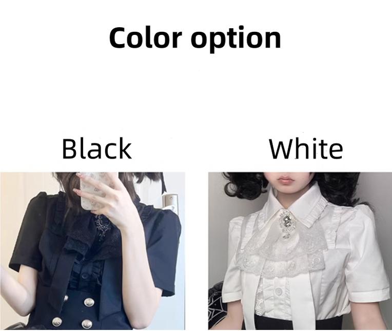 Gothic Blouse White Short-sleeved Shirt Versatile Top 37554:566570
