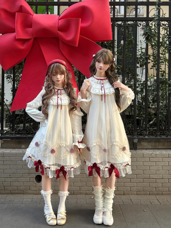 A-Line Daily Lolita OP Dress, Strawberry Accents 44324:805702