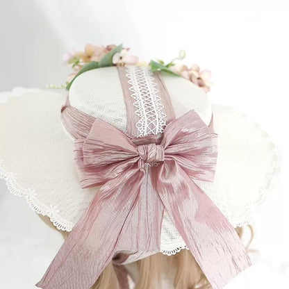 Lolita Top Hat Mori Kei Vintage Hat Elegant Linen Hat 36448:523146