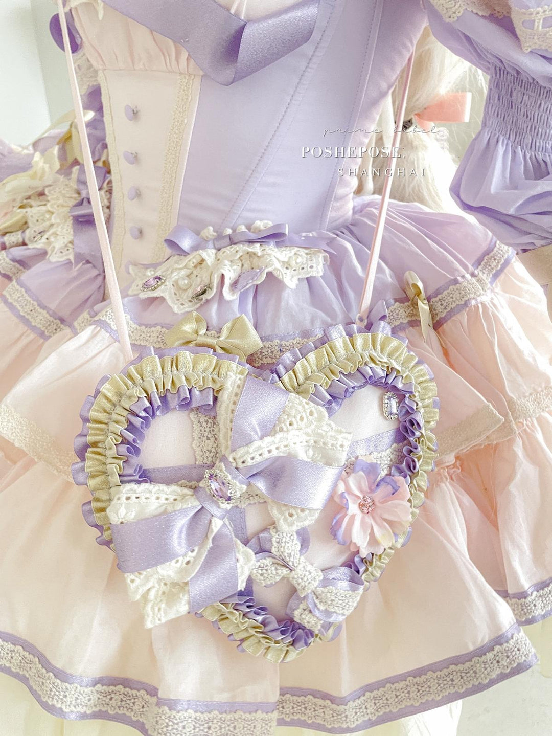 Lolita Dress Set Sweet Violet Pink Puffy Dress Corset Dress 36388:554776 36388:554776