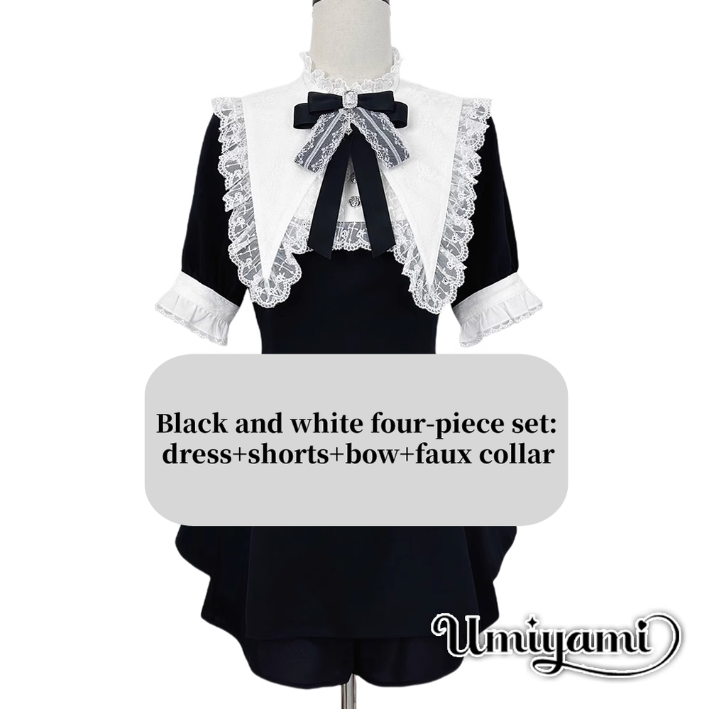 Jirai Kei Dress Short Sleeve Fake Collar Cape Outfit Set (L M S) 39416:627080