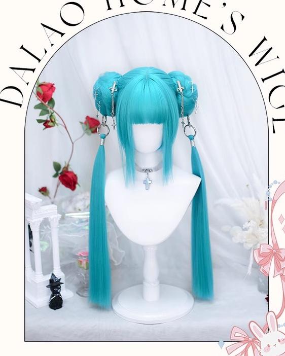 Lolita Wig Anime Wig Short Straight Hairpiece With Natural Ponytail 35882:505868 35882:505868