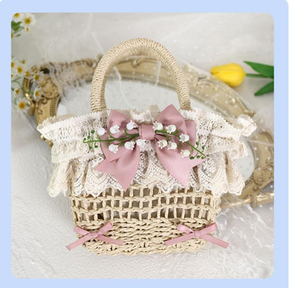 Mori Kei Bag Cottagecore Woven Bag Lolita Lace Bag 36442:522998