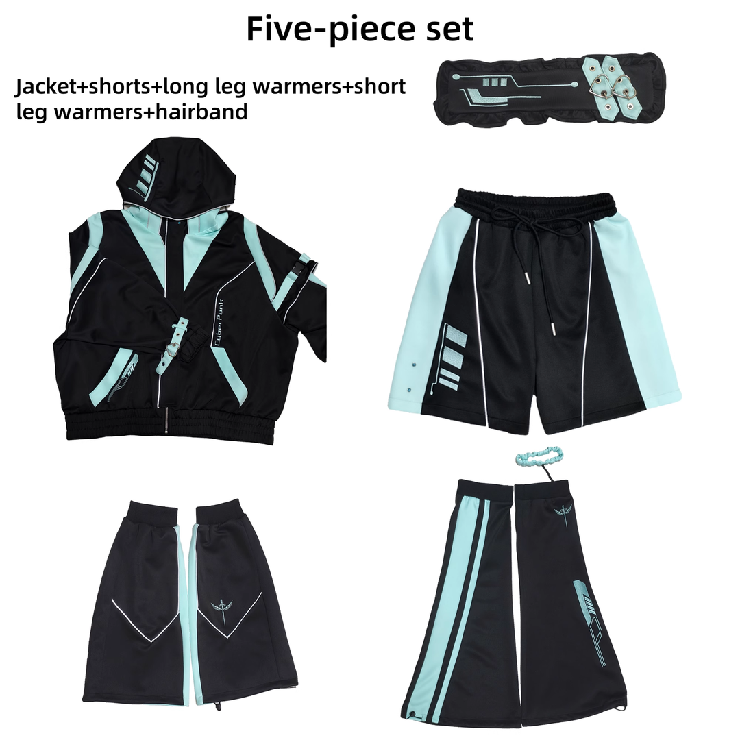 Jirai Kei Coat Cyberpunk Outfit Sports Jacket And Shorts Set (L M XL) 41048:684186