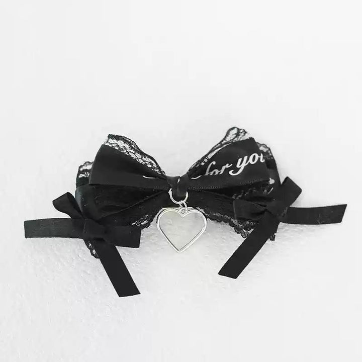 Jirai Kei Black Pink Hair Pin Lace Ribbon Hair Clip 22536:614844