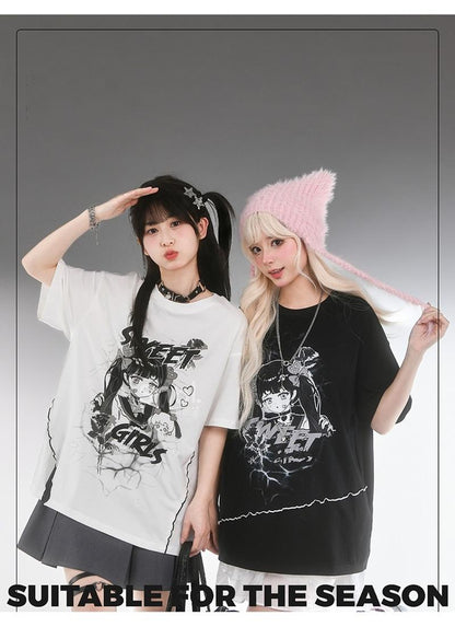 Y2K T-Shirt Anime Top Ripped Design 35898:560042