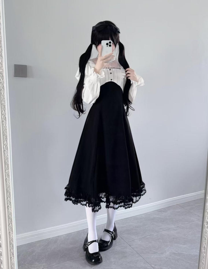 Elegant Daily A-Line Dress, Ruffled Shoulder (White / L M S XL) 44174:800568