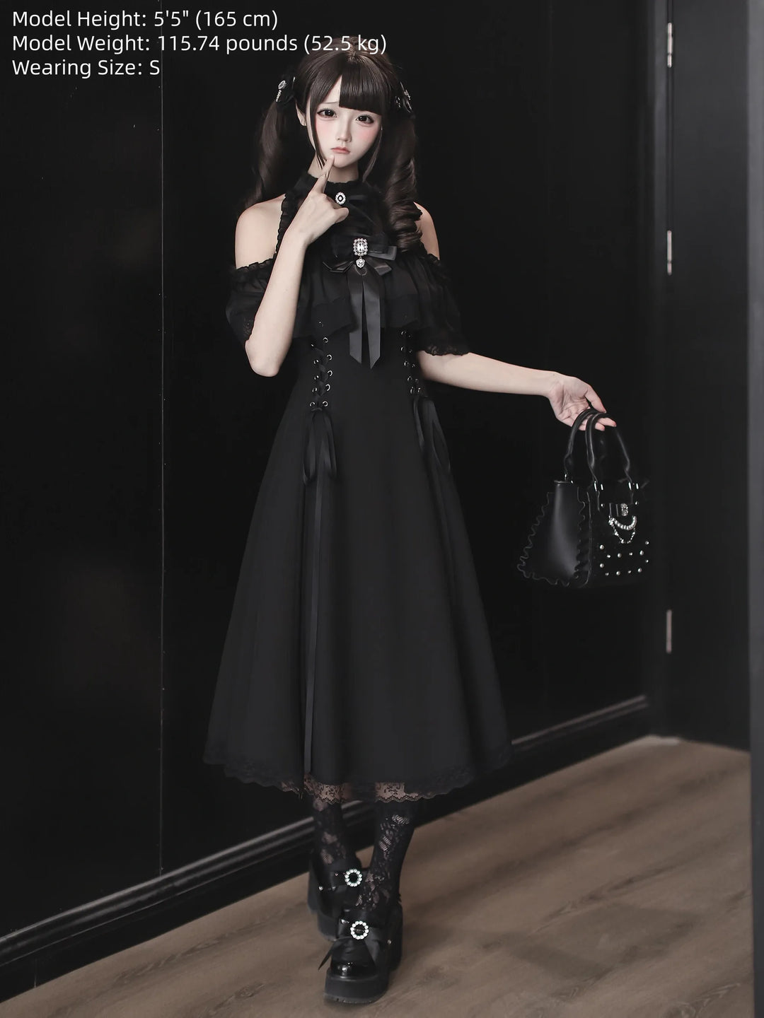 Seiso Kei Open Shoulder Dress, Lace Accent 45288:847391
