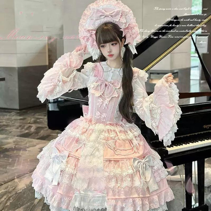 Sweet Lolita Pink JSK Doll-like Dress Princess Sleeve Blouse BNT 41170:697906