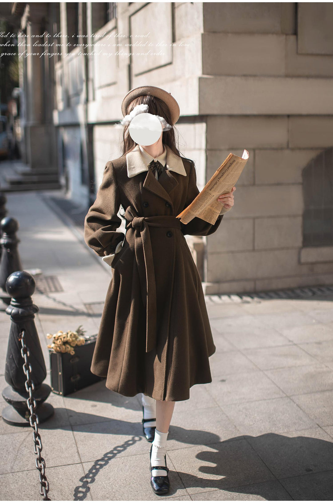 Retro Lolita OP Dress And Brown Lolita Coat Plaid Dress 41080:686014