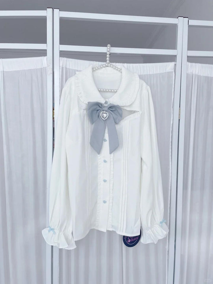 Jirai Kei White Blouse Lace-up Suspender Skirt (Large Larger Small) 21838:760773