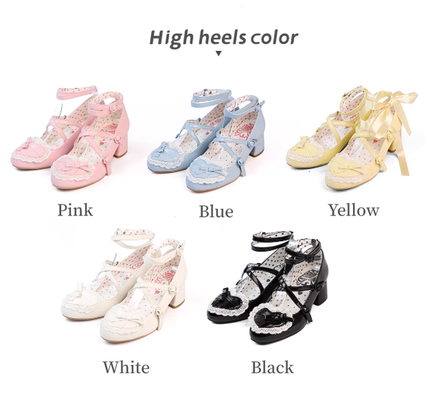 Lolita Shoes Platform Shoes Bow High Heels Shoes 35590:542222