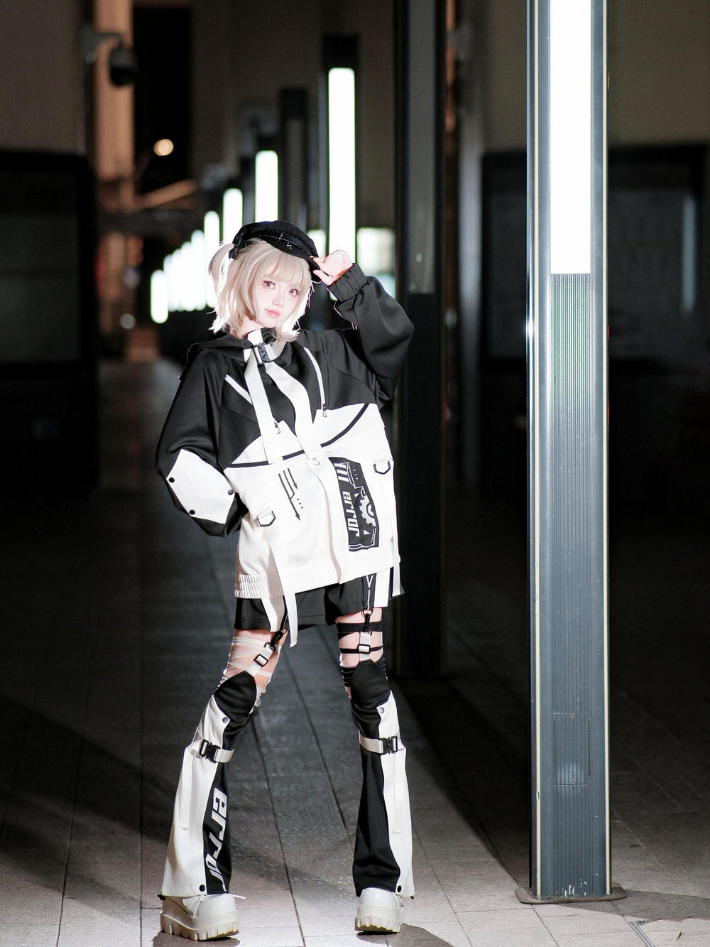 Cyberpunk Outfit, Detachable Jacket and Shorts Set (L M) 44424:810152