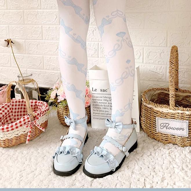 Lolita Knee Stockings Sweet Bows Pattern 22798:365656 22798:365656