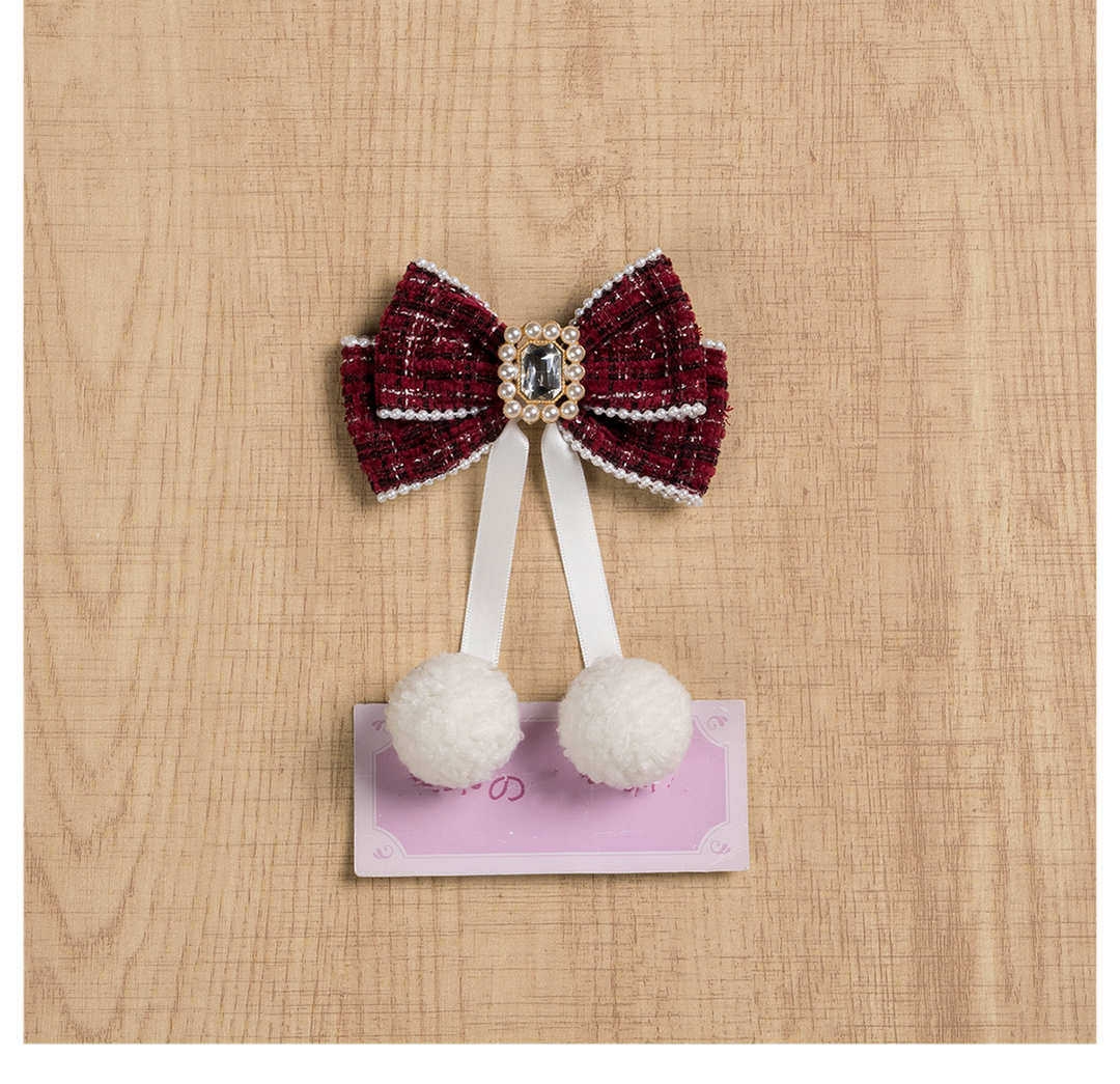 Jirai Kei Hair Clip Ryousangata Plaid Bow Hair Accessory 41584:704294