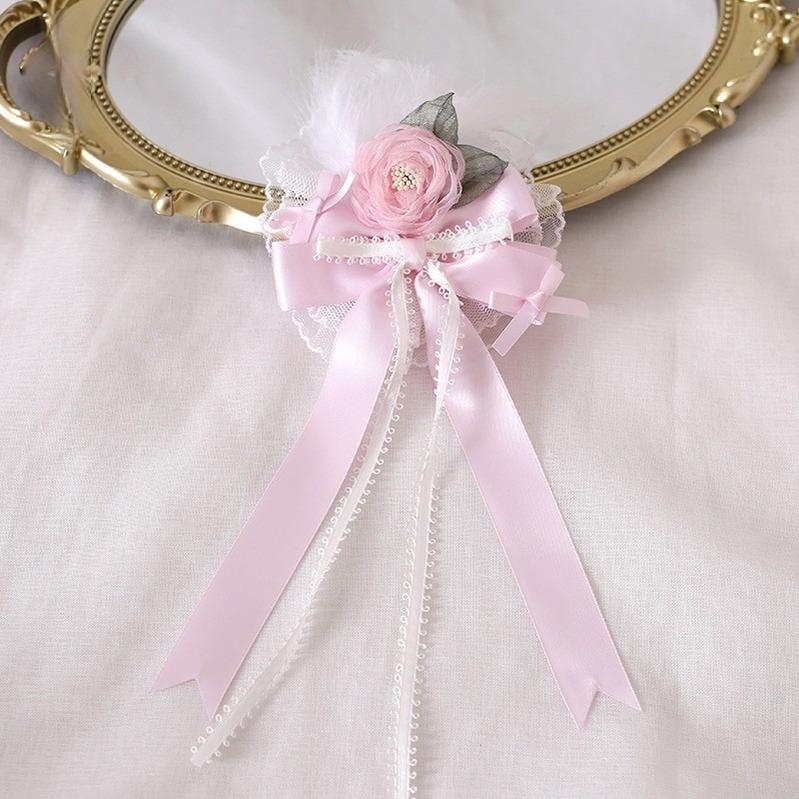 Lolita Headdress Pink Satin Hat Ballet Hair Clip Lace KC 37018:551526 37018:551526