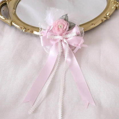 Lolita Headdress Pink Satin Hat Ballet Hair Clip Lace KC 37018:551526