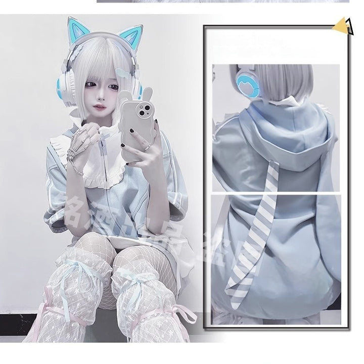 Tenshi Kaiwai Coat Blue Hoode With Long Bunny Ears 21834:319474