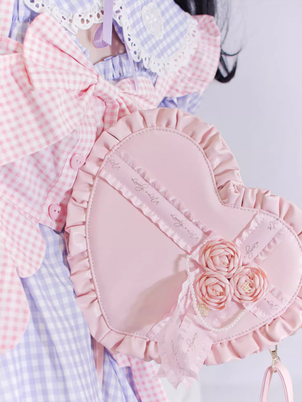 Lolita Handbag Heart Shaped Rose Crossbody Bag 35776:542138