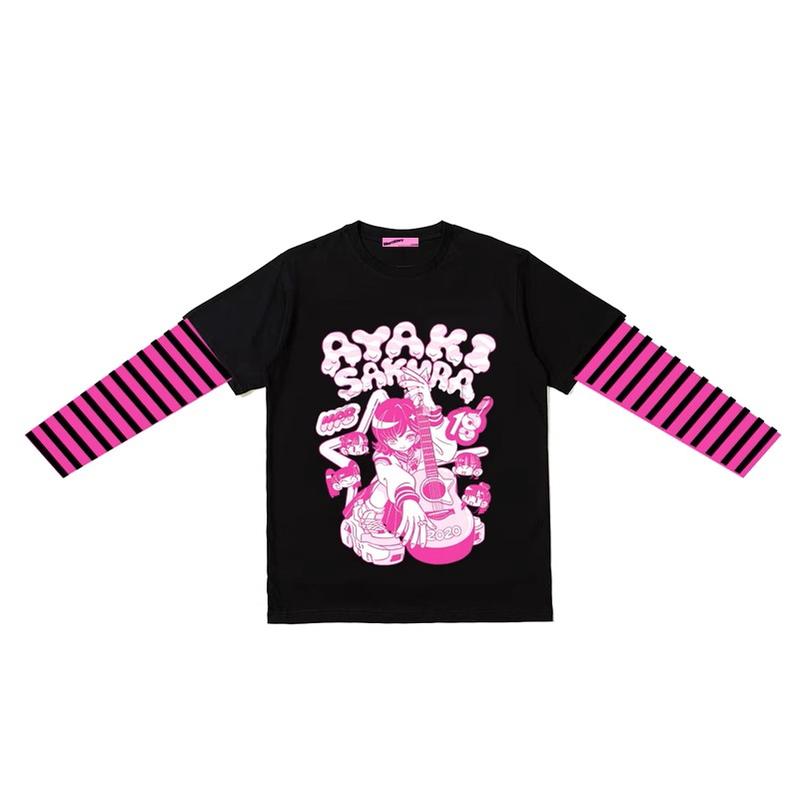 Punk Top Y2K Shirt False Two Striped Long Sleeve T-shirt 34484:538296