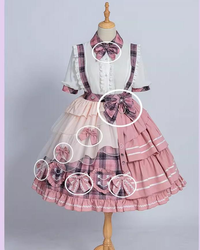 Lolita Dress Suspender Skirt Set Sweetheart Plaid Outfit 37004:543976 37004:543976