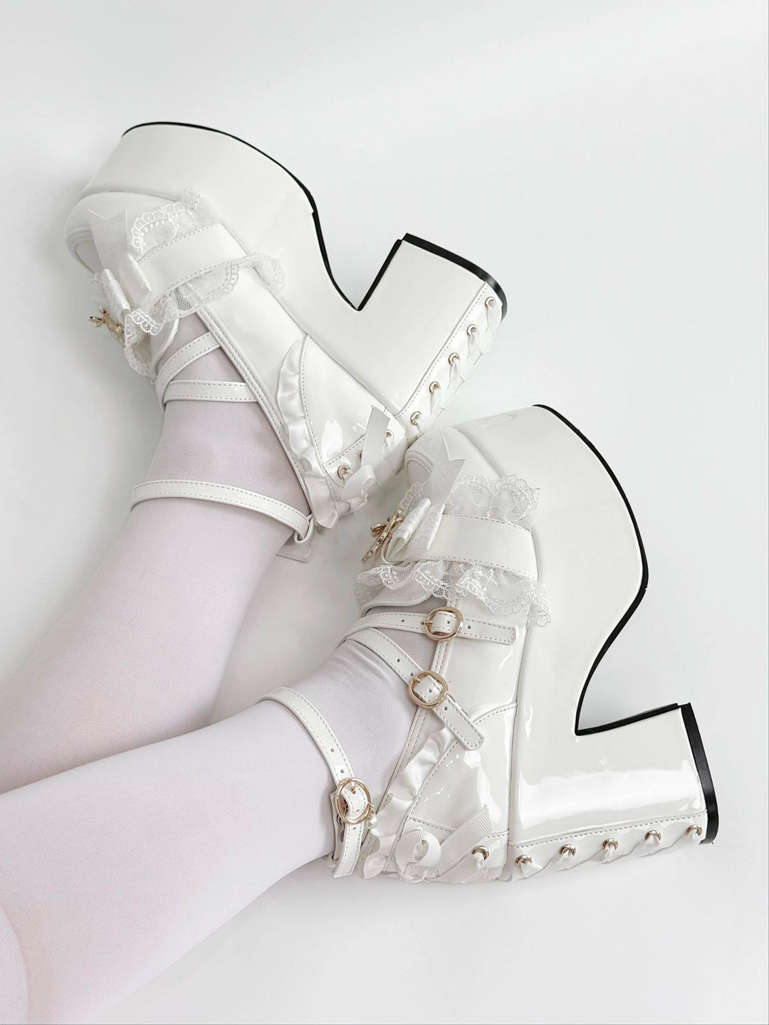 Jirai Kei High Platform Shoes, High + Mid Heel Options 43617:781175