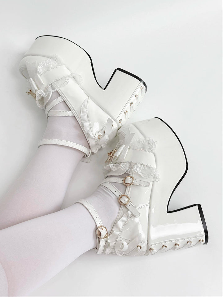 Jirai Kei High Platform Shoes, High + Mid Heel Options 43617:781175