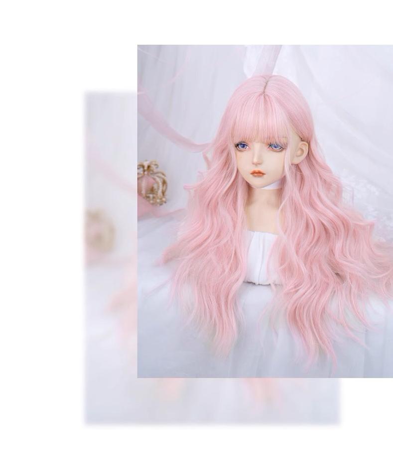 Lolita Wig Fairy Kei Pink Wig Long Curly Wig 32100:522656 32100:522656