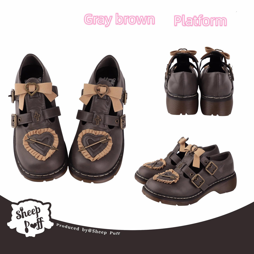 Brown/Khaki Lolita JK Round-Toe Leather Shoes (34 35 36 37 38 39 40 41) 22820:330040 (34 35 36 37 38 39 40 41) 22820:330040