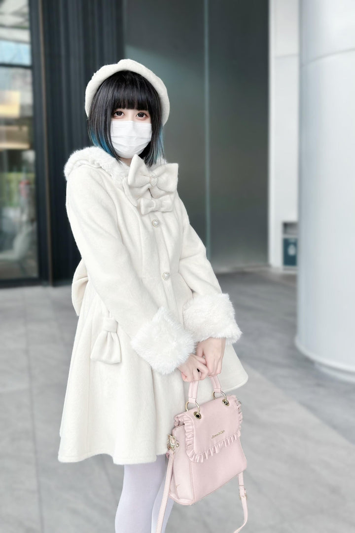 Winter Jirai Kei Coat Woolen Fleece Coat Bow Knot Coat 41032:685810