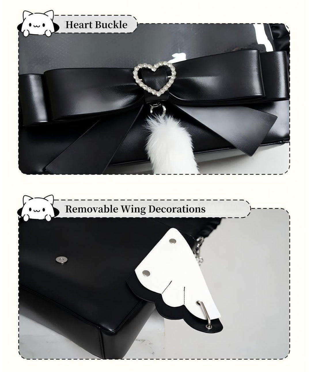 Lolita Ita Bag Black Kawaii Cat Ear Three Ways Bag 41150:696604