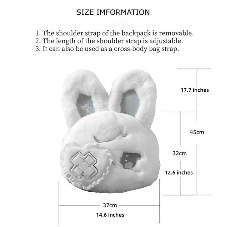 Kawaii Bag Black White Plush Crossbody Bag Rabbit Backpack 41448:698312