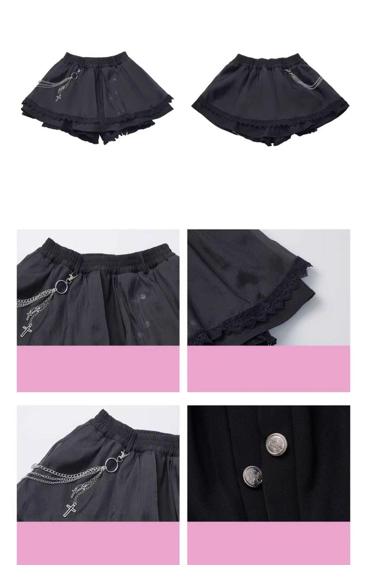 Gothic Striped Blouse and Black Skirt Set 44172:800287