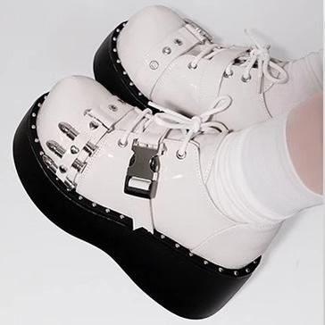 Gyaru Fashion Platform Shoes Round Toe Chunky Soles Shoes 29726:370938