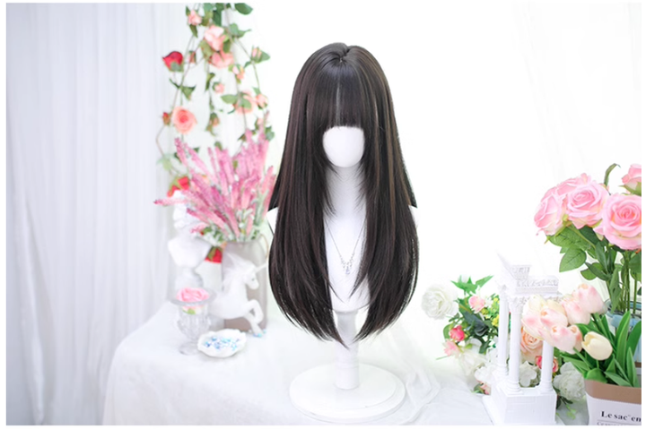 Lolita Wig Black Brown Wigs Medium Length Straight Wigs 35600:496394 35600:496394