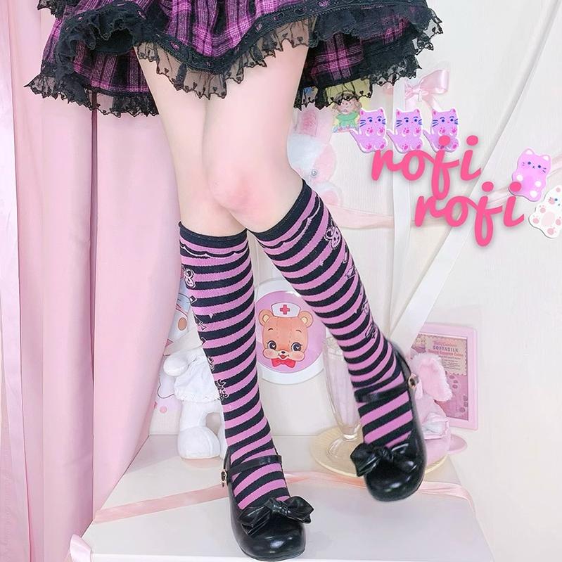 Lolita Striped Knee Socks Japanese Style Woman Socks 31748:373312 31748:373312