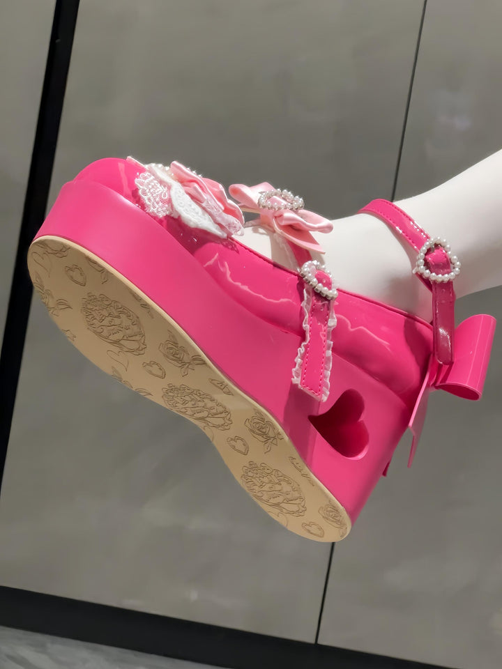 Old School Lolita High Platform Shoes, Heart Hollow Heel 44559:813935