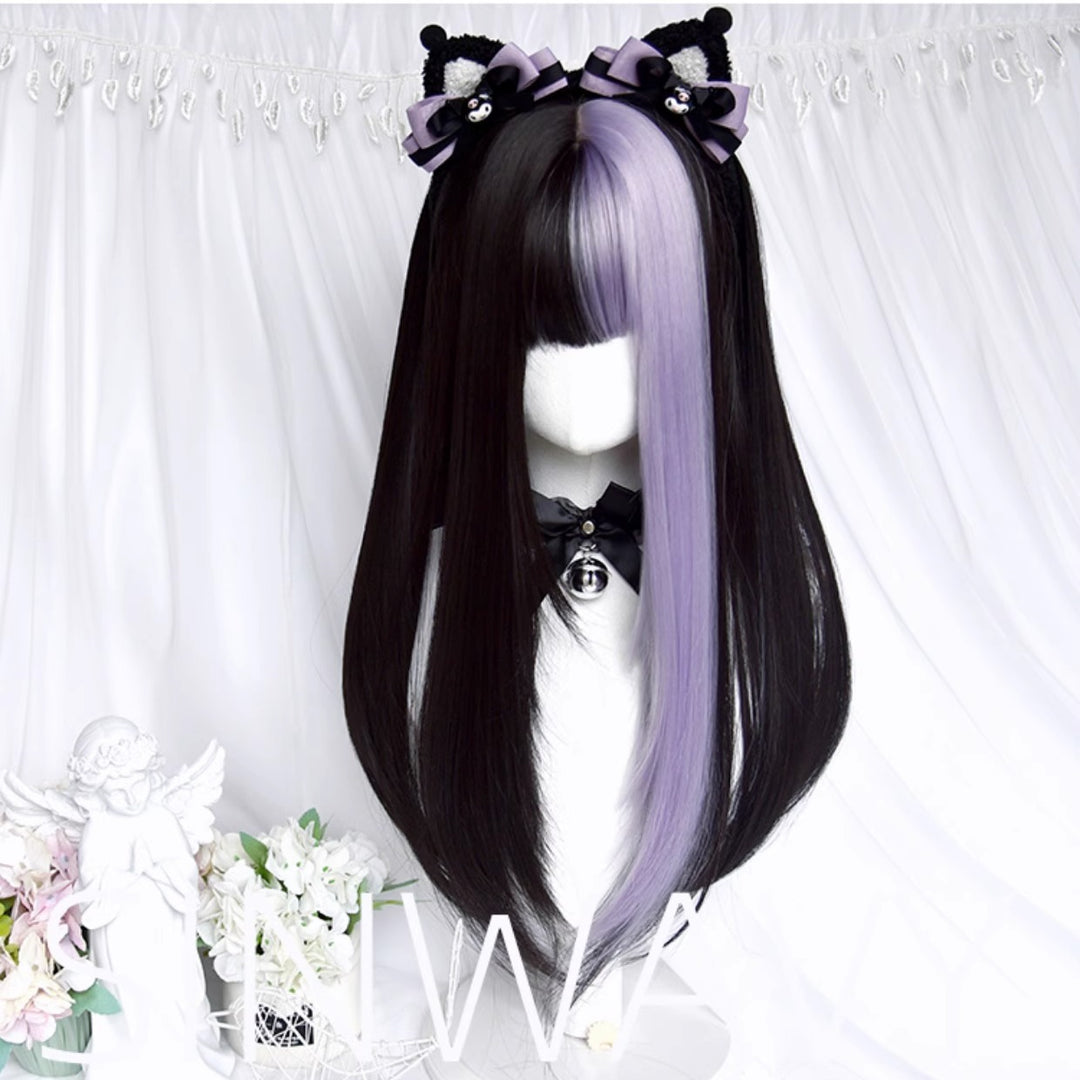 Jirai Kei Lolita Black And Purple Long Straight Wig 22038:318332 22038:318332