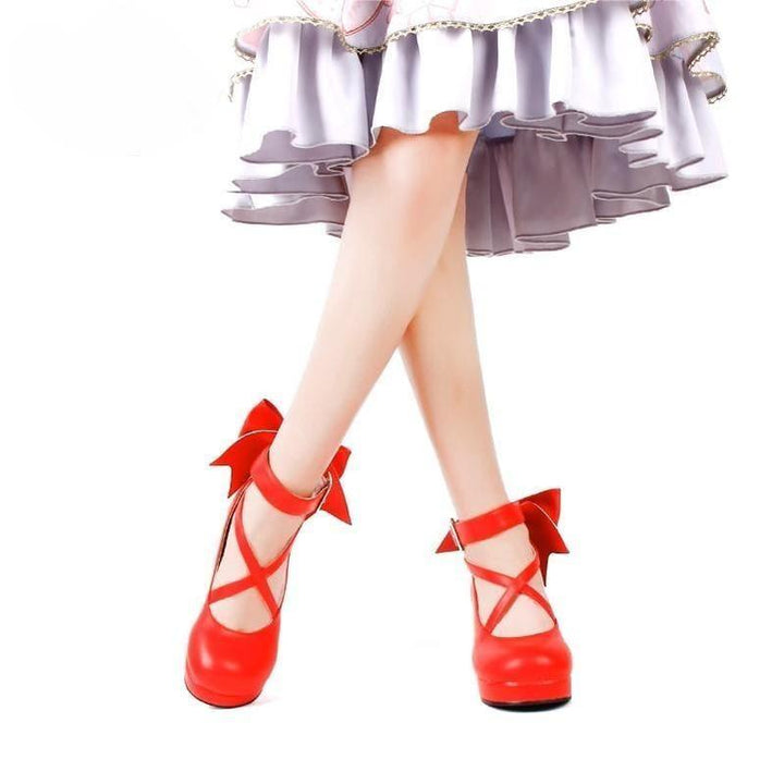 Lolita Shoes Round Toe Bow Tie High Heel Shoes Multicolor 31798:370006 31798:370006