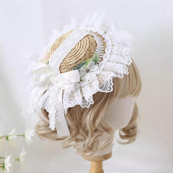 Mori Kei Straw Hat Lolita Strawhat Handmade Elegant Strawhat 36432:522338 36432:522338