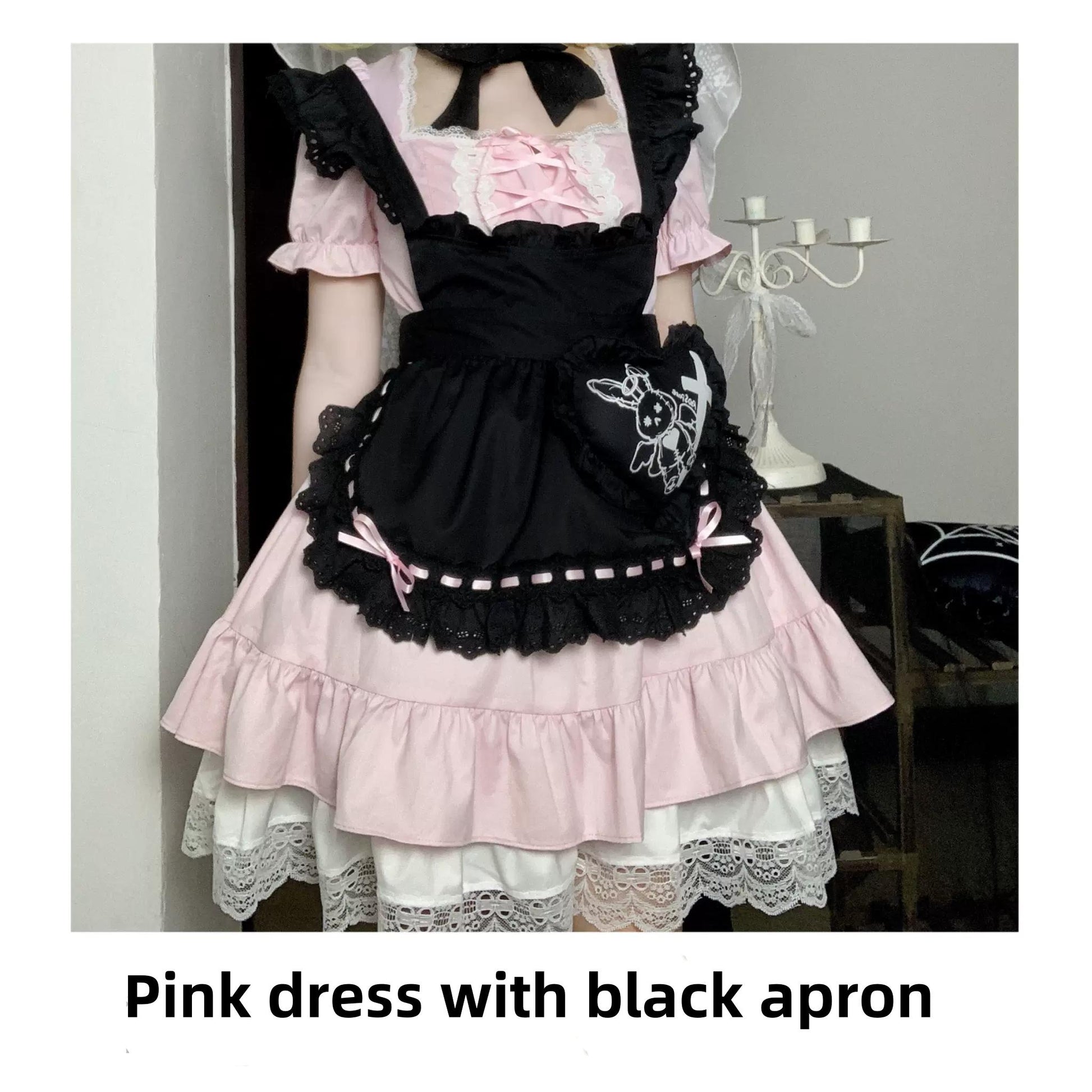 Sweet Lolita Dress Maid Apron Outfit Sweet Color-Block Dress 37560:564284