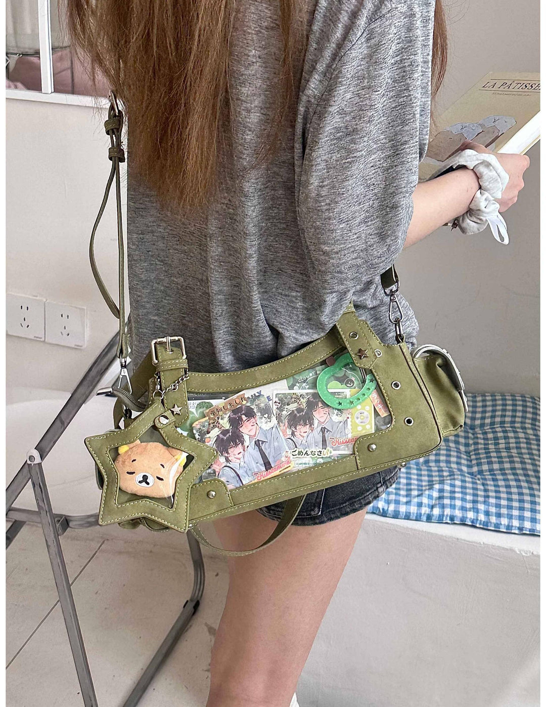 Punk Studded Ita Bag, Clear Window & Star Pouch 45416:847497