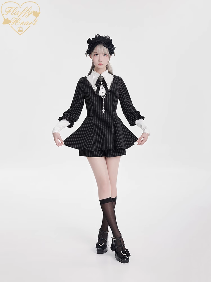 Jirai Kei Set Nun Dress Mutton Sleeve Blouse And Shorts 39042:610118