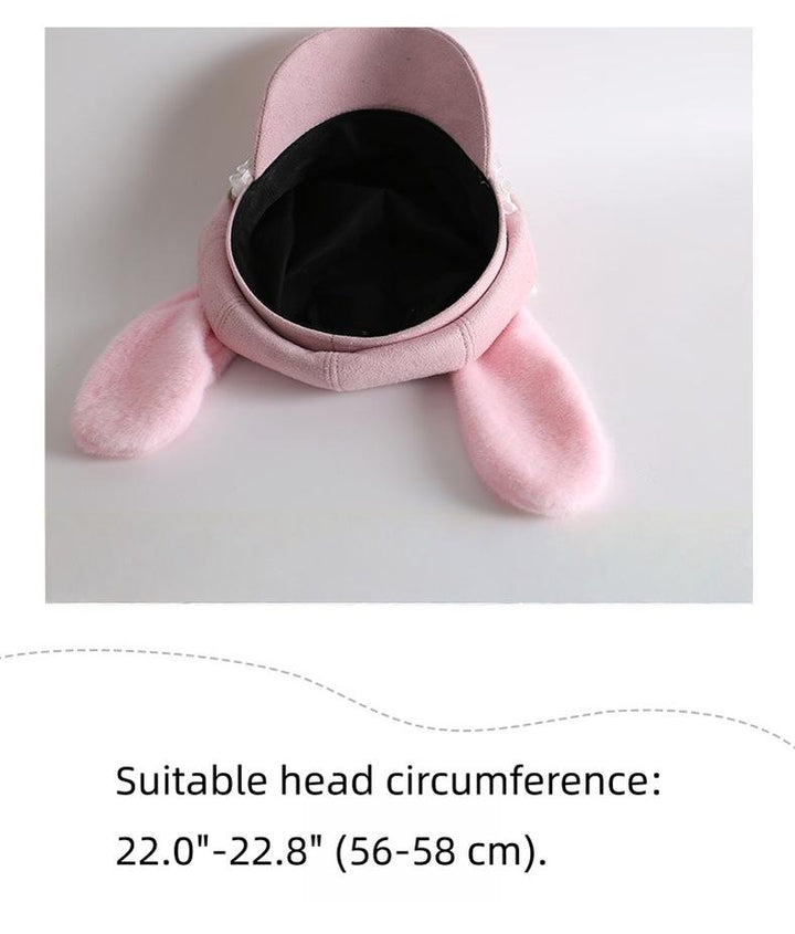 Kawaii Pink Beret Hat, Removable Bunny Ears 43826:786470