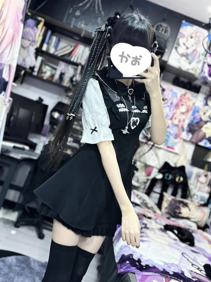 Jirai Kei Set Up Lace Dress Set Black Pink Blue Dress 34480:761511