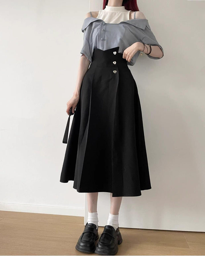 Elegant Outfit Set Chiffon Blouse Suspender Skirt Set 40238:663564