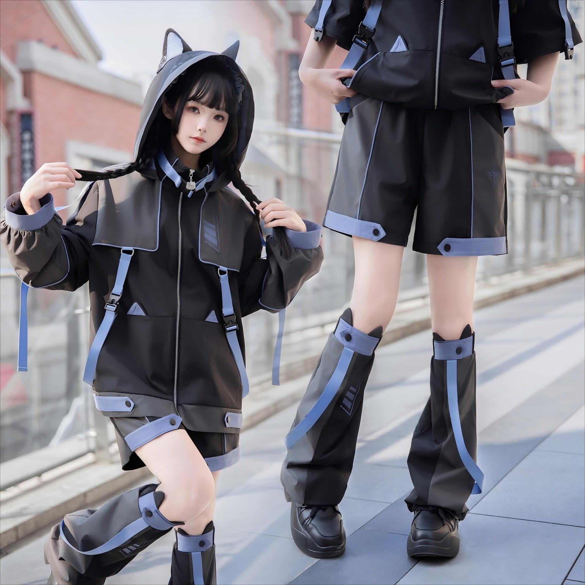 Subcul Jirai Kei Jacket Set, Cat Ear Hood/Removable Sleeve – Honey