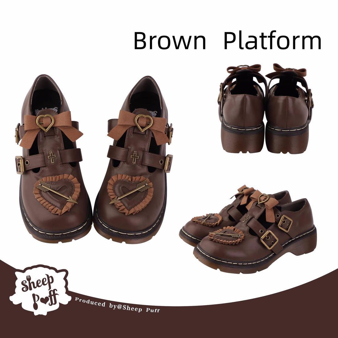 Brown/Khaki Lolita JK Round-Toe Leather Shoes (34 35 36 37 38 39 40 41) 22820:330038