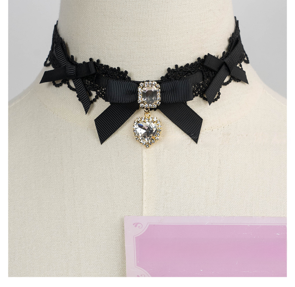 Jirai Kei Lace Choker, Detachable Faux Pearl Necklace 44010:793260