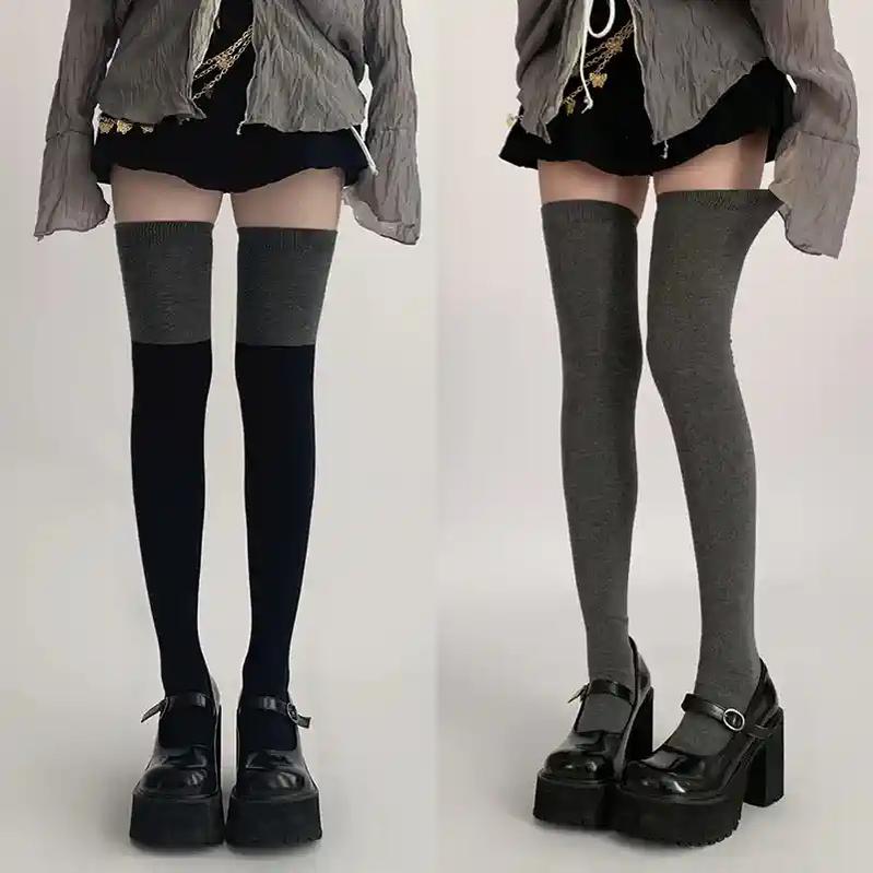 JK Thigh-high Socks Black Knee-high Socks Winter Stockings 40884:698432